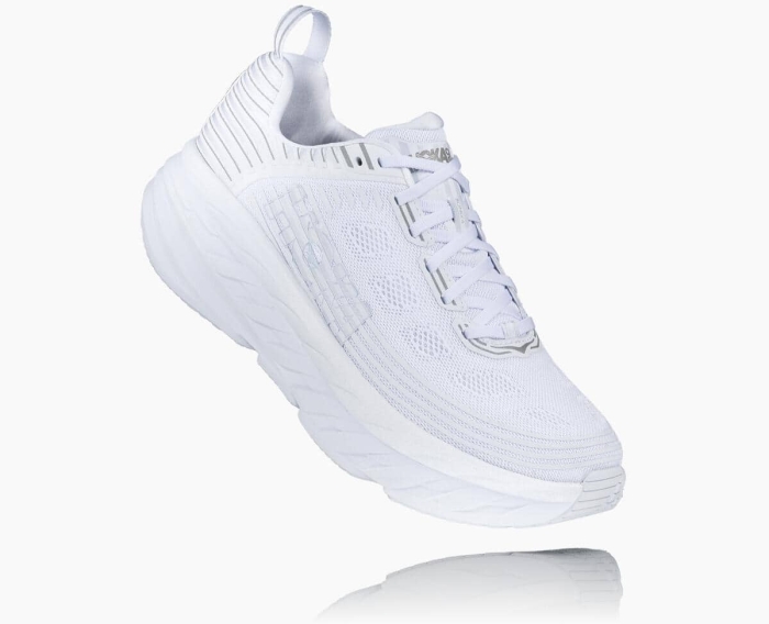 Hoka Treningssko Norge - HOKA ONE ONE Bondi 6 Wide Herre Hvite [NO-83VHGU]